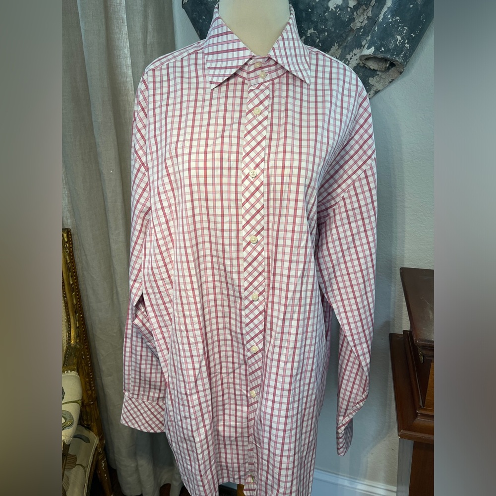 Taylorbyrd Pink and White PLAID LONG SLEEVE SPORT SHIRT XLarge Excellent Cond.
